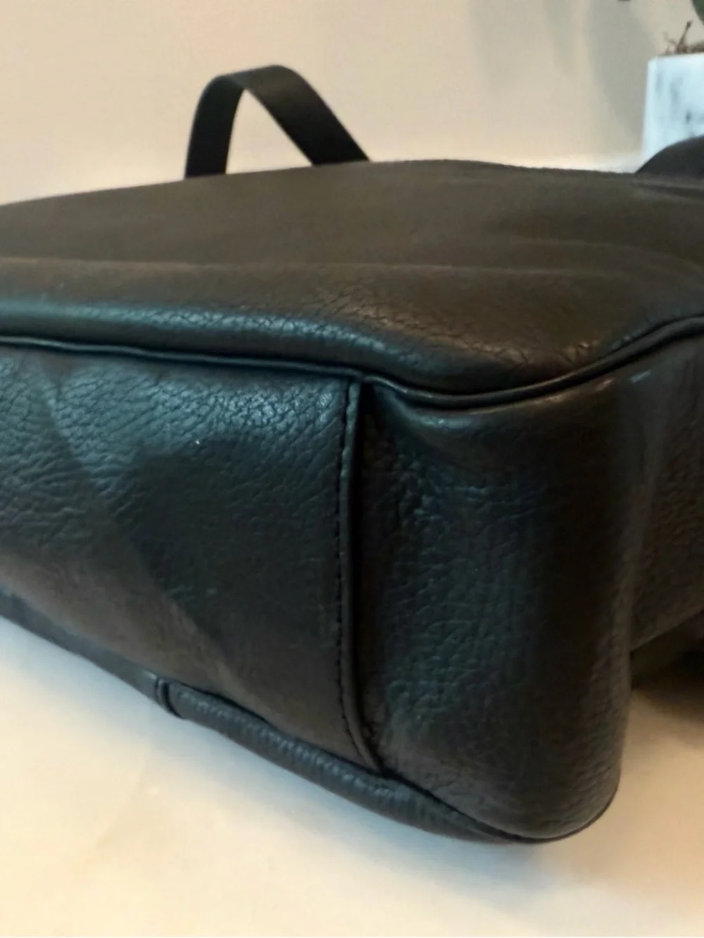 Cole Haan Black Leather Briefcase Work Bag with Shoulder Strap. New.